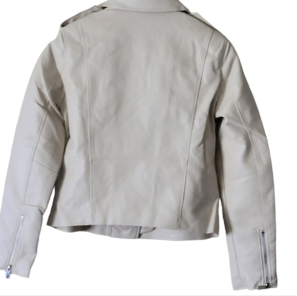 Lulus Beige Vegan Leather Moto Jacket Small - Picture 2 of 10